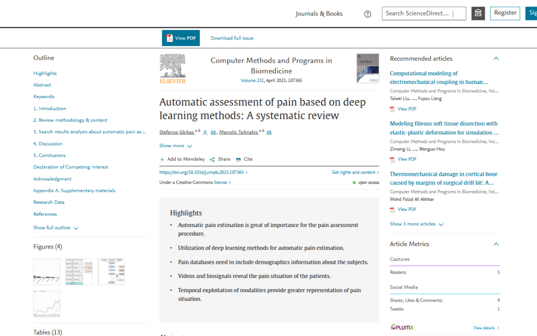 New review paper on automatic pain assessment